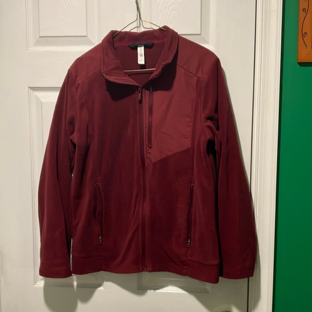 All in motion small fleece and nylon jacket windbreaker maroon red